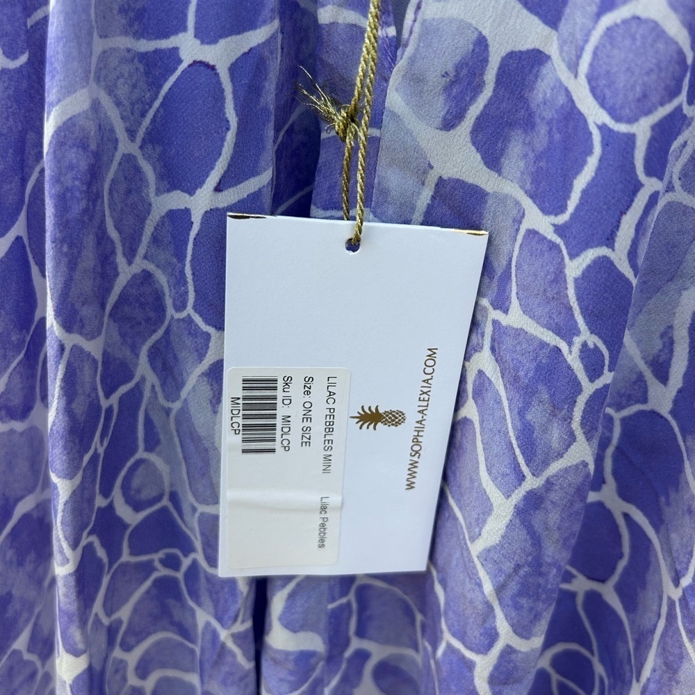 NWT Sophia Alexia Silk Mini Ibiza Dress Lilac Pebbles One Size Beach Resortwear - Picture 10 of 13